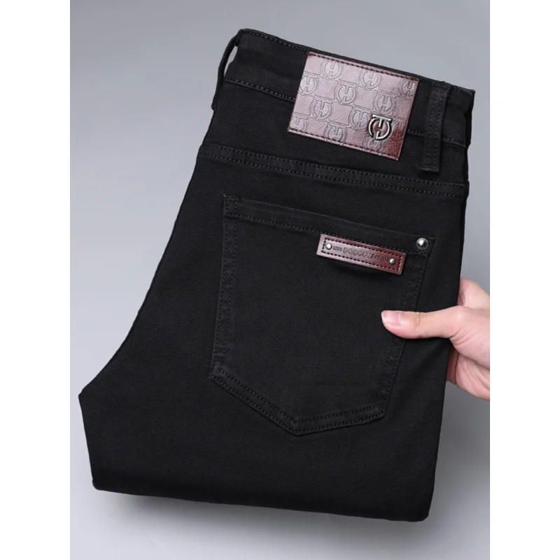 High-End All-Match Simple Jeans Men's Black Slim Fit Skinny Stretch All-Matching Trendy Fashion Tight Casual Pants