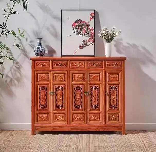 Description Picture 3 of itemNew Chinese style S45 solid wood shoe cabinet home entrance hall porch cabinet large capacity multi-layer storage shoe rack