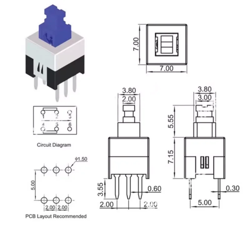 Description Picture 5 of item140PCS/Box 15Types button cap switch for 7x7 / 8x8 self-locking light touch button DIY Kits