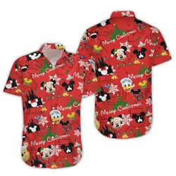 Mickey Mouse Christmas Hawaiian Shirts Men's Women's Casual Beach Shirt Disney Hawaiian Shirt Kids Short Sleeve Button Up Shirt
