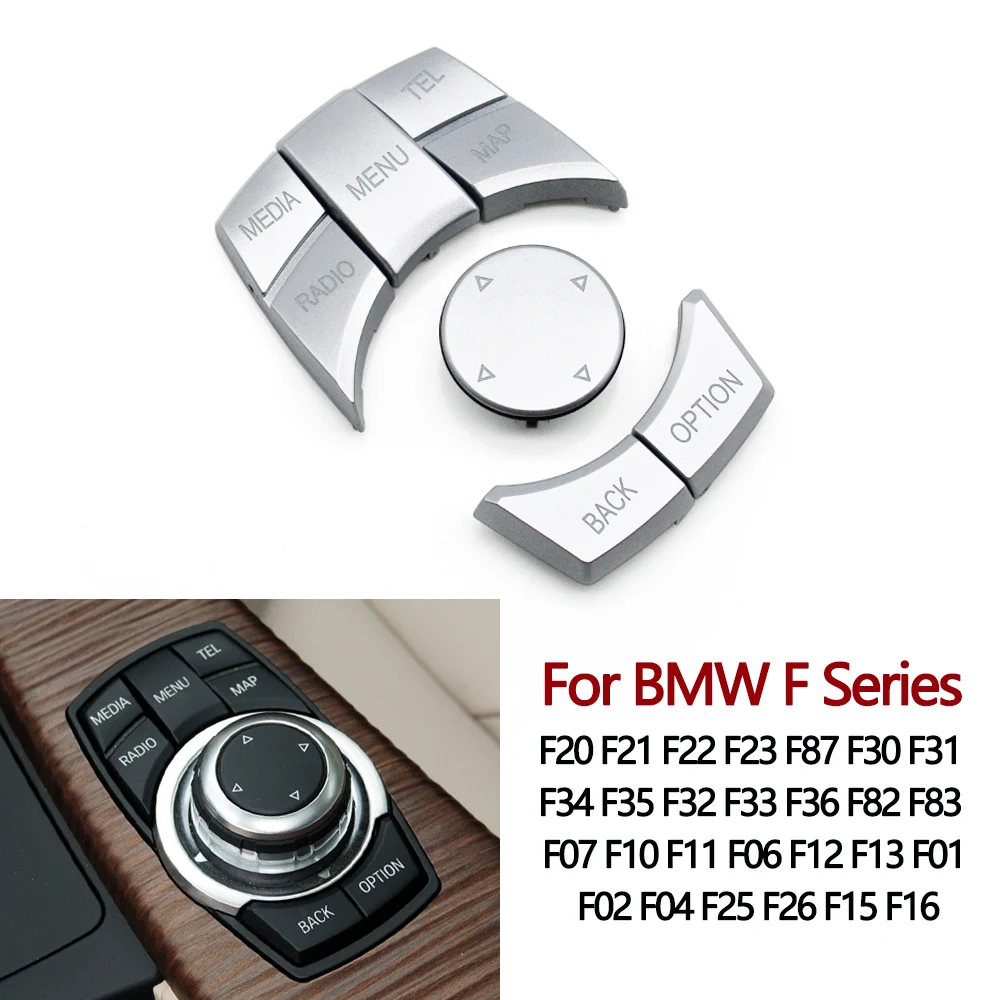 Silver Car CIC IDrive Multimedia Control Button Cover For BMW 1 2 
