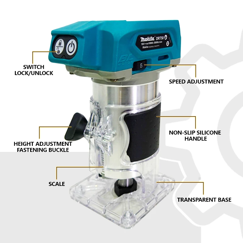 Makita Brushless Electric Trimmer Rechargeable Trimming Machine Multi-function Slotting Tool Carving Machine Woodworking Tool