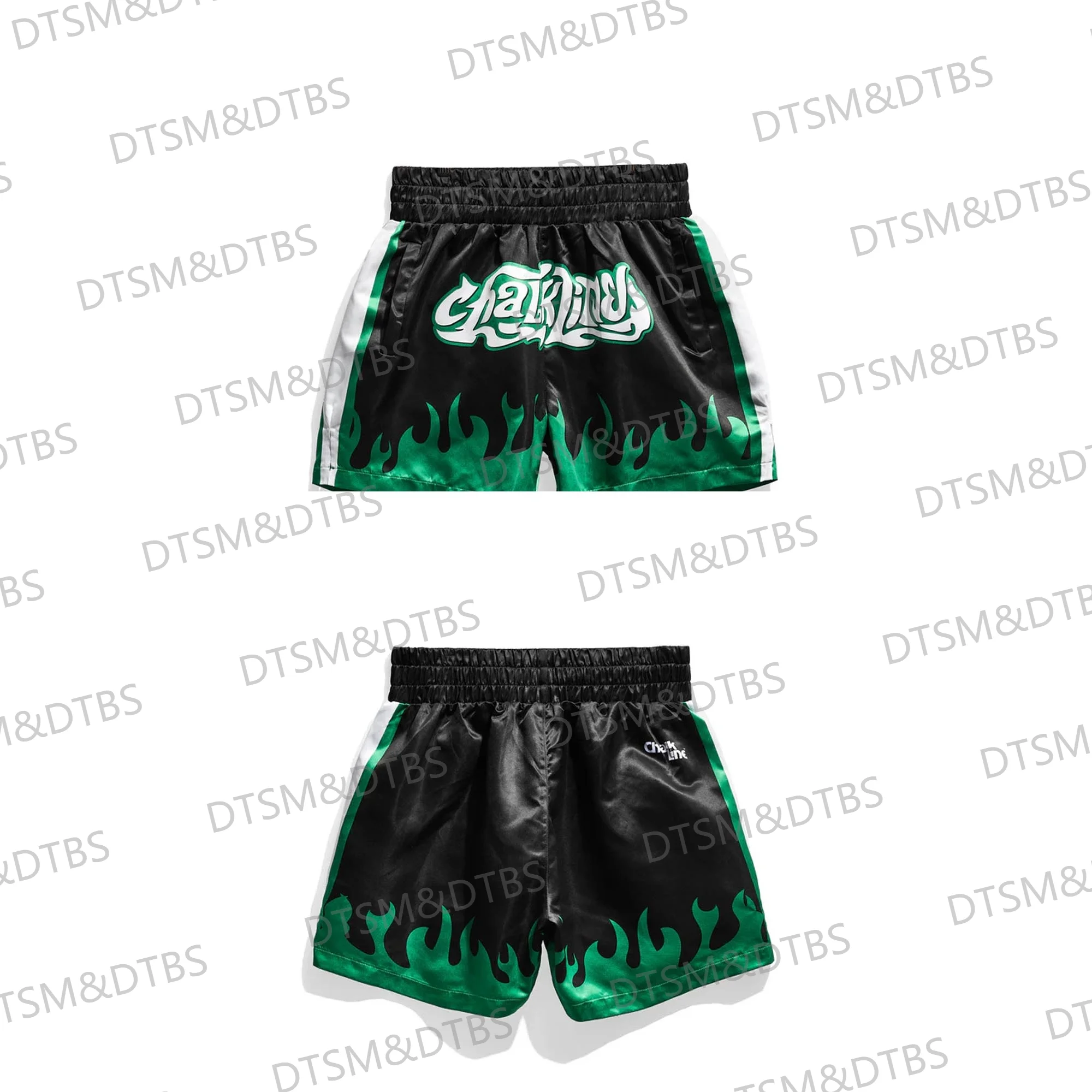 New Vintage Summer Chalk Line Muay Thai Satin Arena Shorts Casual Vacation Beach Daily Life Kids/Adullt Trunks