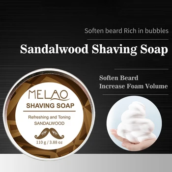 Sapone da barba Sapone per barba Sapone detergente per il viso da uomo in legno di sandalo Cura 110g Scatola di alluminio Schiuma Ammorbidisce la barba