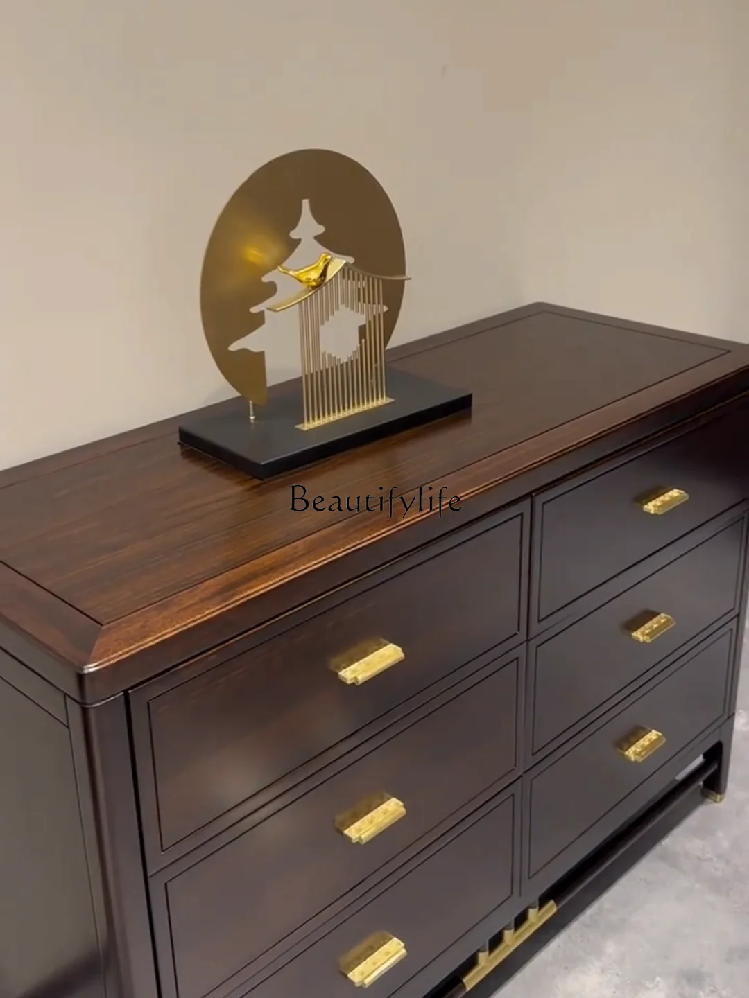 

New Chinese Style Solid Wood Bedroom Locker Simple Modern Drawer Chest of Six Drawers Living Room Storage