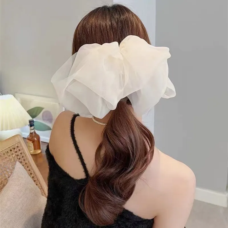 

New Big Bow Hair Clip Elegant Chiffon Spring Clip Ladies Ponytail Clip Hair Card Headdress Hair Ornaments Hair Accessories