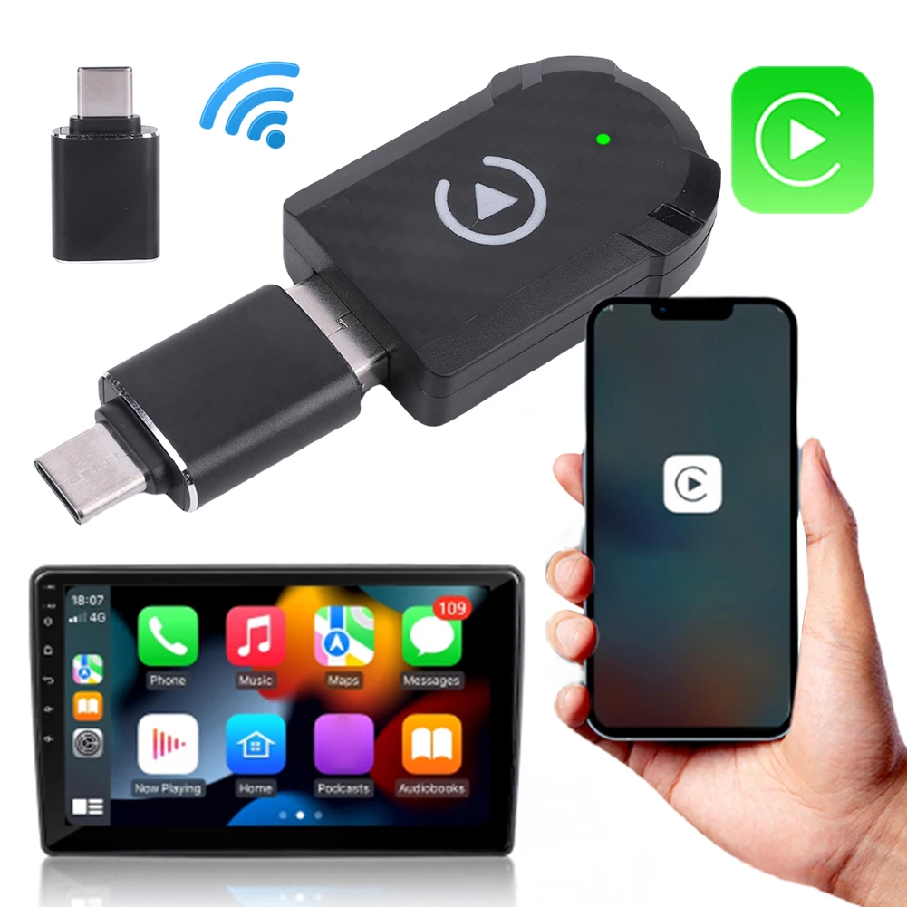 Wired To Wireless Carplay & Android Auto Adapter USB Plug and Play AI Box OTA Online Upgrade for Wired CarPlay Android Auto Cars