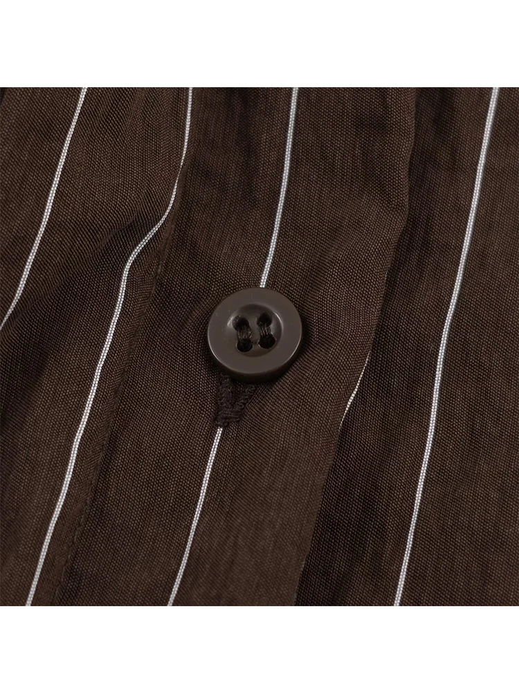 Women's Long Sleeve Striped Shirt Vintage Casual Lapel Button Up Blouse Female Fashionable Comfortable Street Clothing