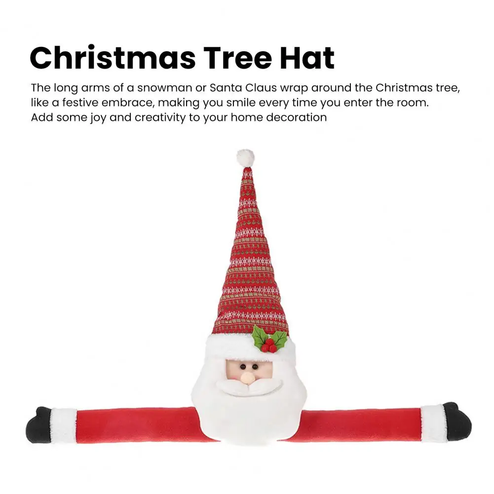 

Easy to Install Christmas Tree Topper Festive Christmas Tree Topper Adorable Cartoon Long Arm Santa Claus Snowman Reusable