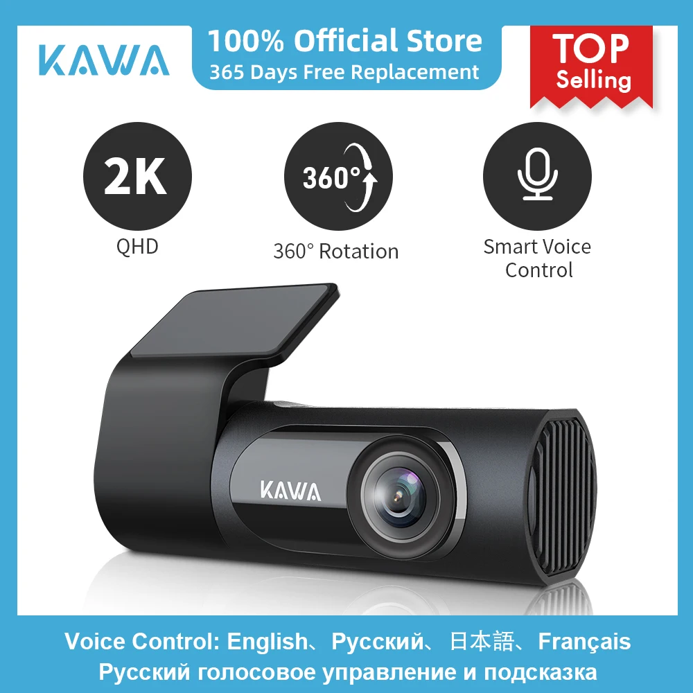 

KAWA Dash Cam For Cars D6 1440P Camera DVR In The Car Video Recorder Voice Control 24H Parking WiFi APP Monitor WDR From 10 Days