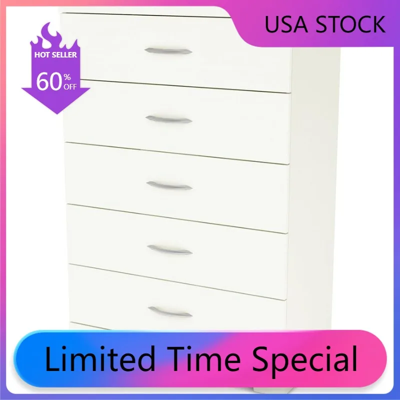 

Home Kitchen South Shore Step One 5-Drawer Chest Dresser, Pure White