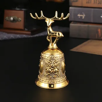 Deer Bells Roses Hand Cranked Bell Reindeer Hand Christmas Gifts Engraved Antique Church Bronze Bell Creative Home Decoration