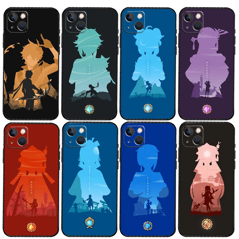 Custodia Morbida Genshin Impact Per Iphone 14 15 13 11 12 Pro Max Mini X Xr Xs Max 8 7 Plus Se 2020 Full Cover