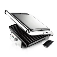 Stainless Steel Indoor Grill, Panini Press XL Automatic Cooking 2000 Watts Smokeless, Removable Plates, Steak Maker 1