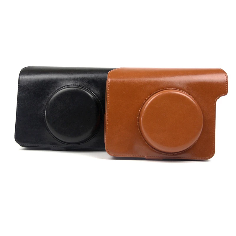 Custodia In Similpelle Marrone Per Fujifilm Instax Wide 300 Con Tracolla - Copertura Su Misura Antiurto E Antigraffio - 2