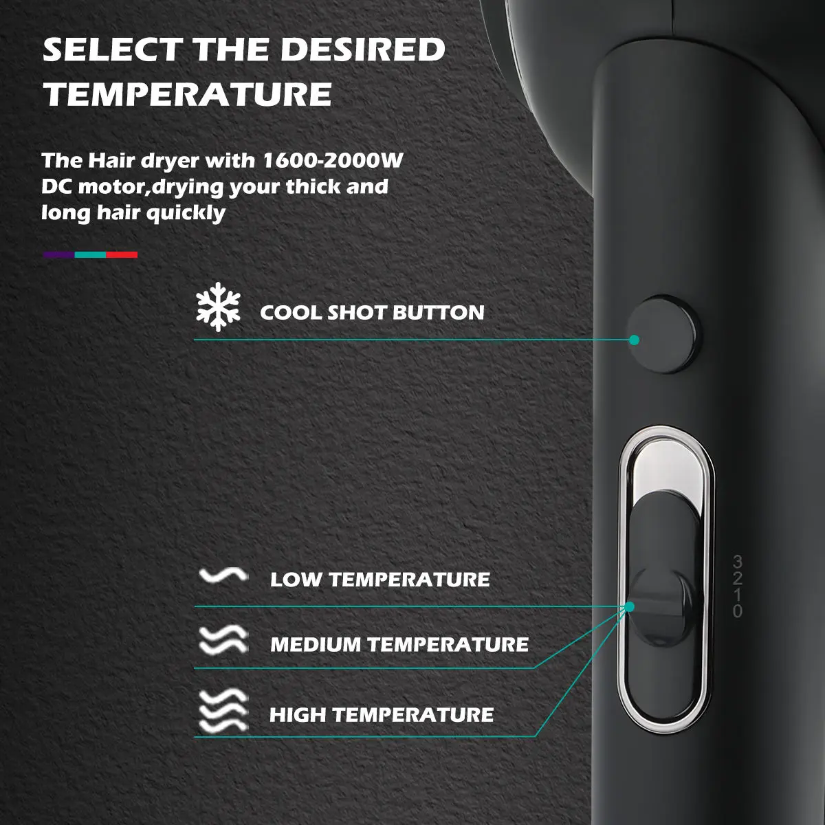 VGR 1600-2000W Powerful Foldable Electric Professional Travel Hair Dryer with Concentrator
