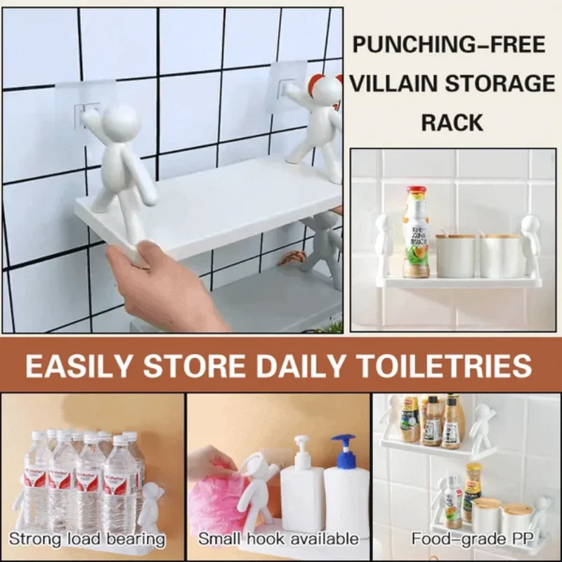 4pcs No Drill Bathroom/kitchen/toilet Soap/shower/shampoo Holder Rack With  Hooks