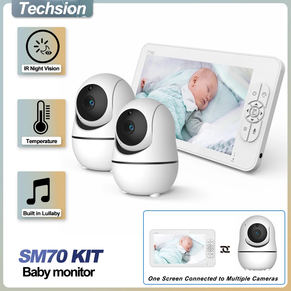 7.0 Inch Video Baby Monitor With Two Camera