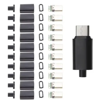 10pcs ประเภท C usb3.1 3A Fast CHARGING USB ตัวเชื่อมต่อชายแจ็คปลั๊กไฟฟ้าเทอร์มินัลเชื่อม DIY ข้อมูลสายเคเบิลอุปกรณ์เสริม 1