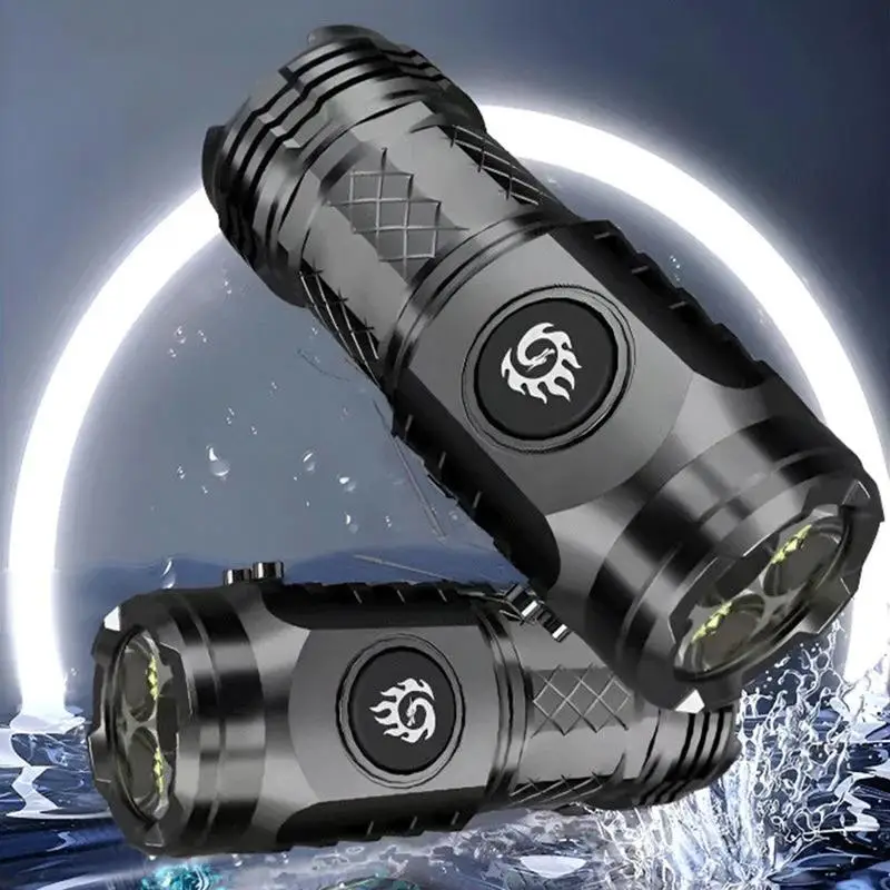 Mini Flashlight Three-Eyed Monster Super Power Rechargeable Portable Lighting