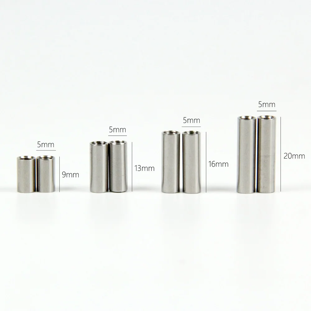 2pcs Stainless Steel Threaded Sleeves Screw Rob Tube 5mm Diameter with M4 Internal Thread Spare Part