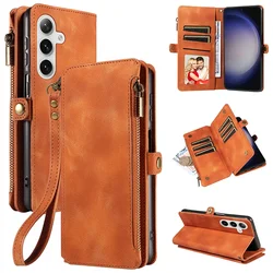 Flip Zipper Wallet Leather Case with Card Slots - Premium Phone Bags Cover - Samsung Galaxy S23 Ultra (Yellow)