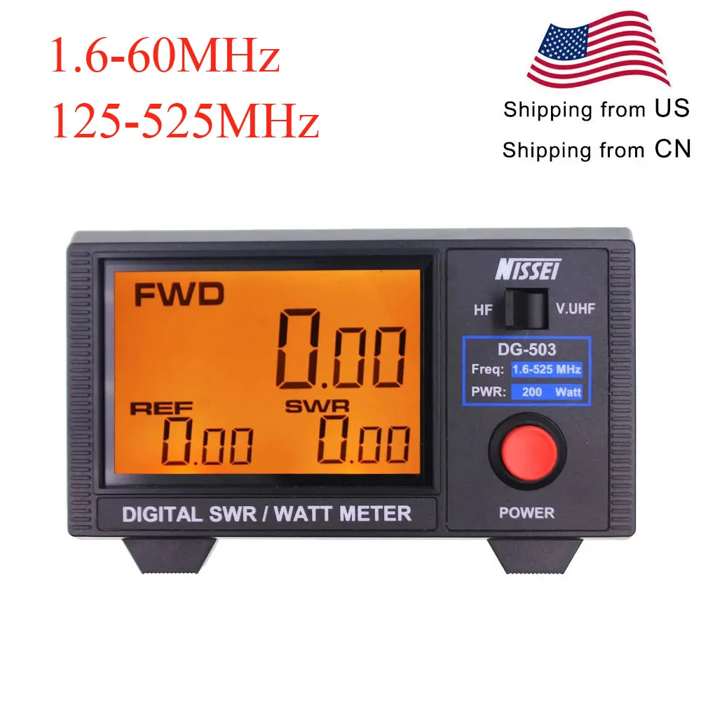 NISSEI DG-503 numérique SWR compteur de puissance 1.6-525Mhz onde courte UV testeur d'onde stationnaire 3.5 pouces LCD affichage numérique