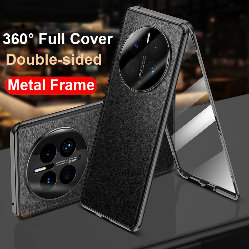 Luxury Leather Glass 360° Shockproof Bumper Phone Case