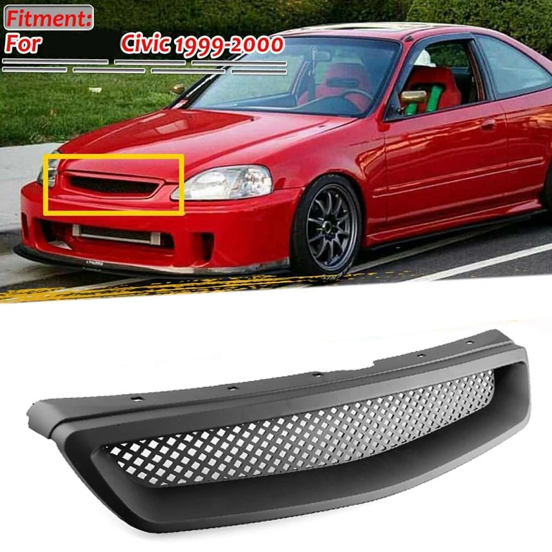 

Матовая Черная передняя решетка двигателя для Honda Civic EK CX DX EX HX LX Type R 1999-2000