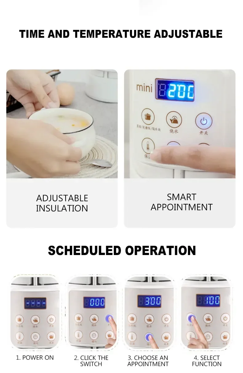 Description Picture 4 of itemPortable Travel Electric Kettle/Multifunctional Electric Stewing Pot/Intelligent Health Pot/Beauty Rice Steaming Pot