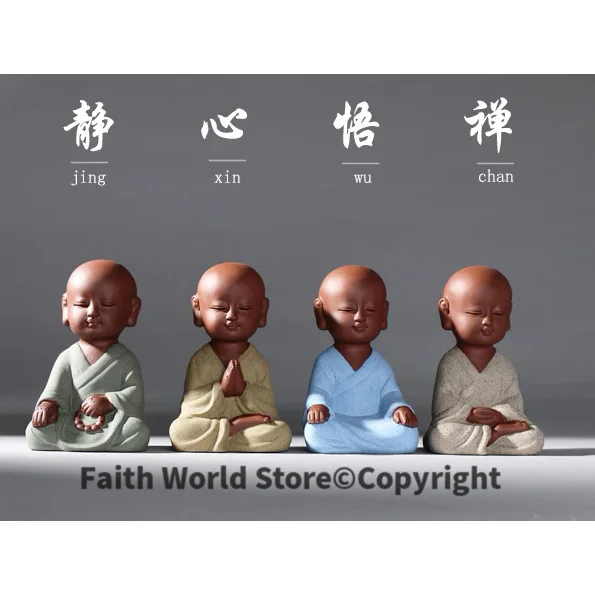 rare-marvellous-top-art-room-office-zen-buddhism-4p-arts-little-monk-kiln-porcelain-pottery-art-business-festival-gift