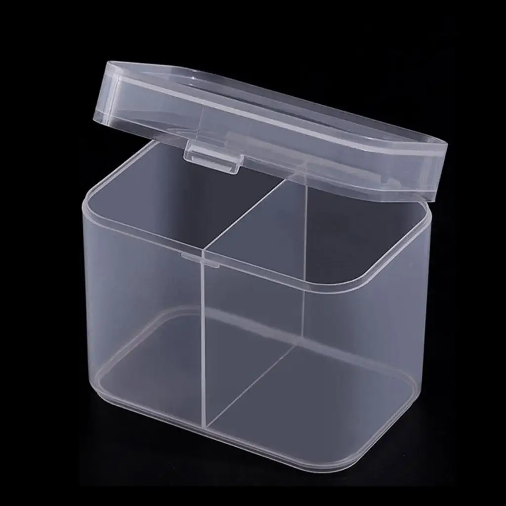 

2 Dividers Makeup Pads Balls Swabs Nail Storage Box Container