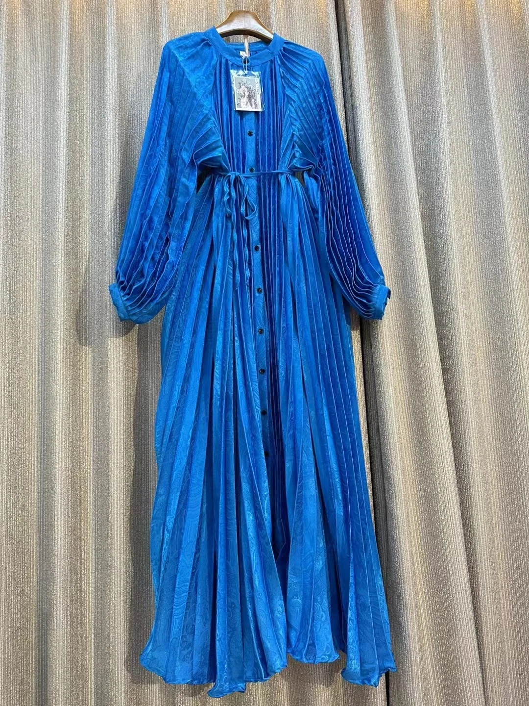 Women's Elegant Chic Lantern Long Sleeve O Neck Single Breasted Dress Party  A-line High Waist Basic Beach Clothes Autumn Winter