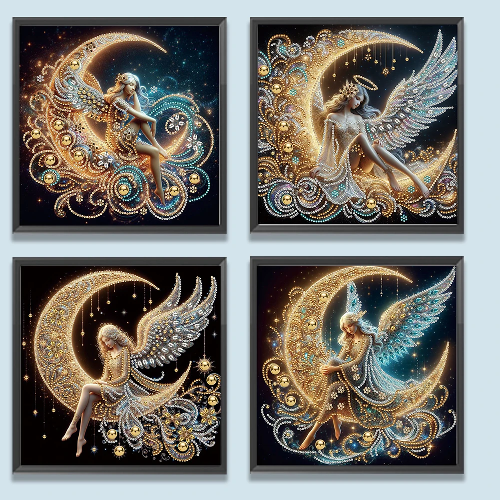 4pcs 30x30cm Girl 5D DIY Special Shape Crystal Partial Diamond Painting Kit