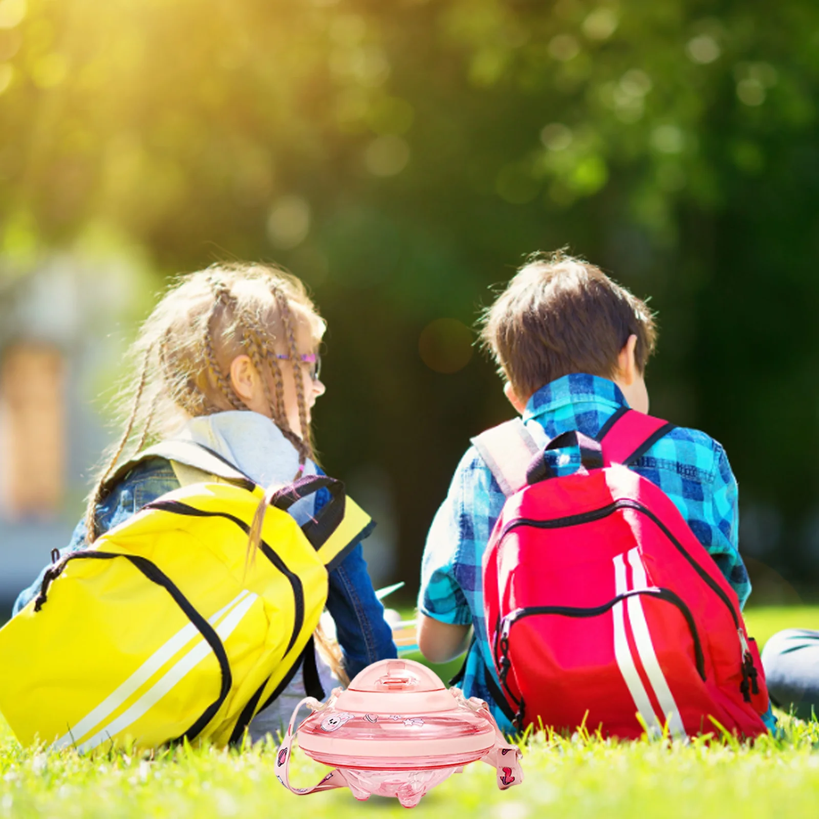 Ufo Shape Plastic Cup Summer Cute Water Bottle With Rope 550Ml