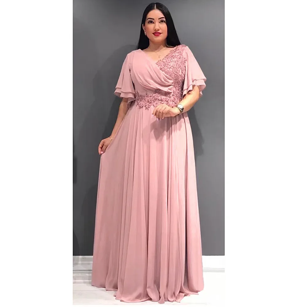 

African Party Dresses for Woman 2023 New Dashiki Ankara Chiffon Lace Wedding Gown Elegant Muslim Dress Plus Size Africa Clothing