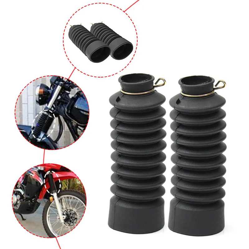 Paire De Manchons De Protection En Caoutchouc Pour Fourche Avant Moto - 200x45 Mm, Noir, Compatible Plupart Modèles