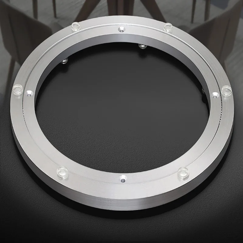Mesa de Jantar Atualizada Mesa Giratória Liga de Alumínio Grossa e Durável Mesa de Madeira Doméstica Mesa Redonda de Vidro de Mármore Base Rotativa