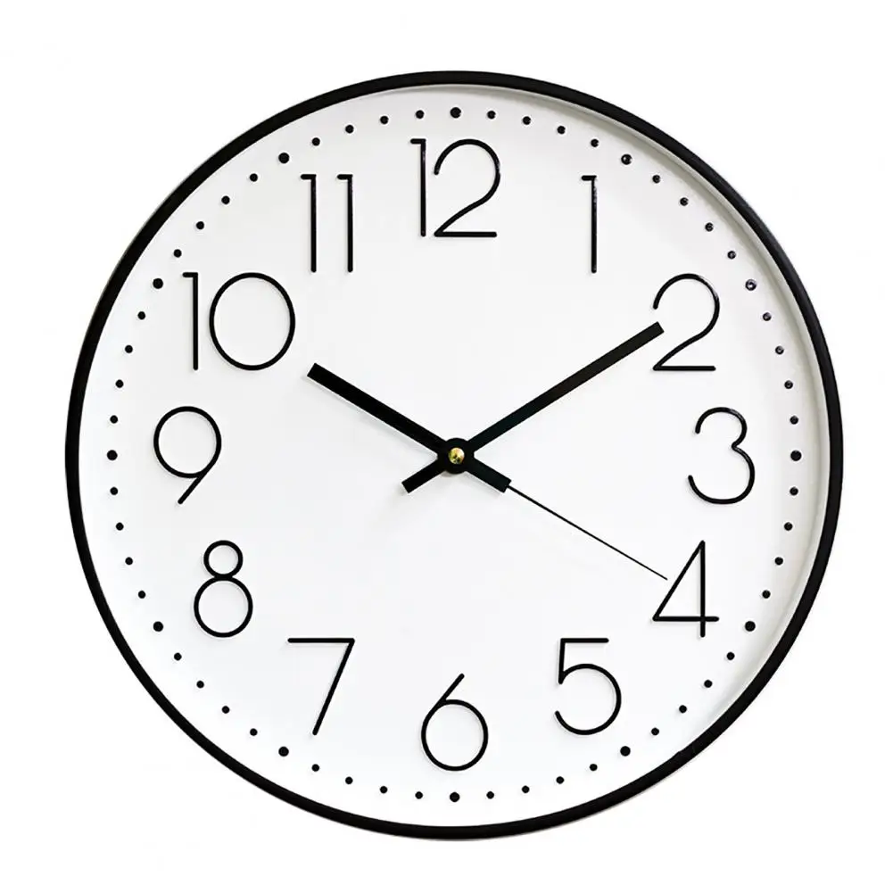 10 Inch Wall Clock Round Hanging Noiseless 3D Number Precise Anti-fog Mirror Surface Quartz Clock Household Supplies Detection