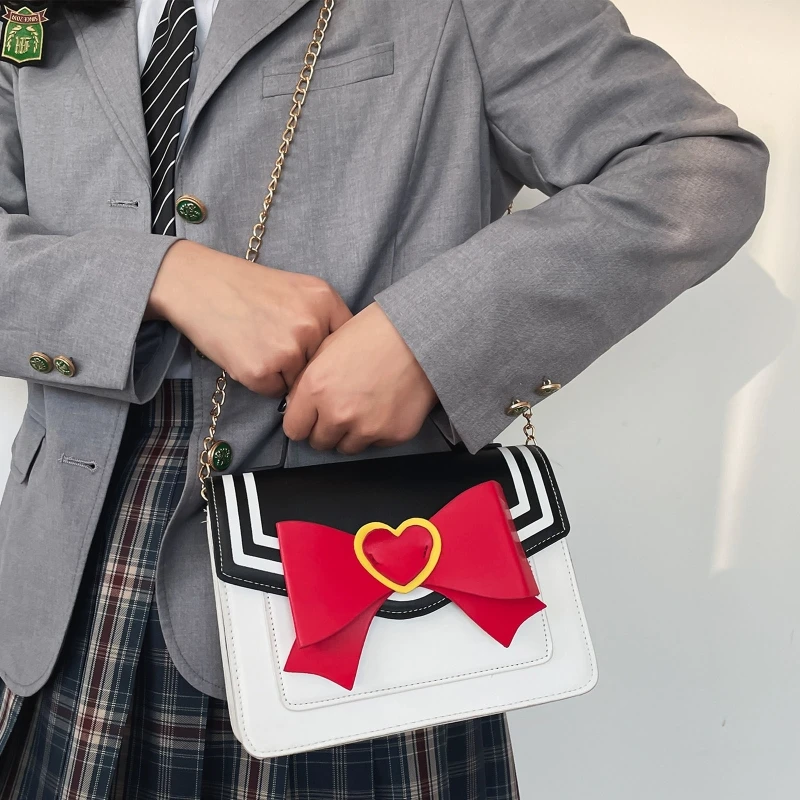 Women JK Uniform Bag Handbag Purse PU Leather Shoulder Crossbody Bag Tote Chain Satchel