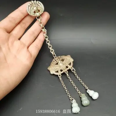 

Exquisite antique white copper Miao Tibetan silver placket pendant
