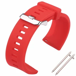 Enhanced Silicone Sports Watch Strap - Quick Release, Waterproof, Soft Rubber Band, Available in 5 Vibrant Colors - 22mm (Red)