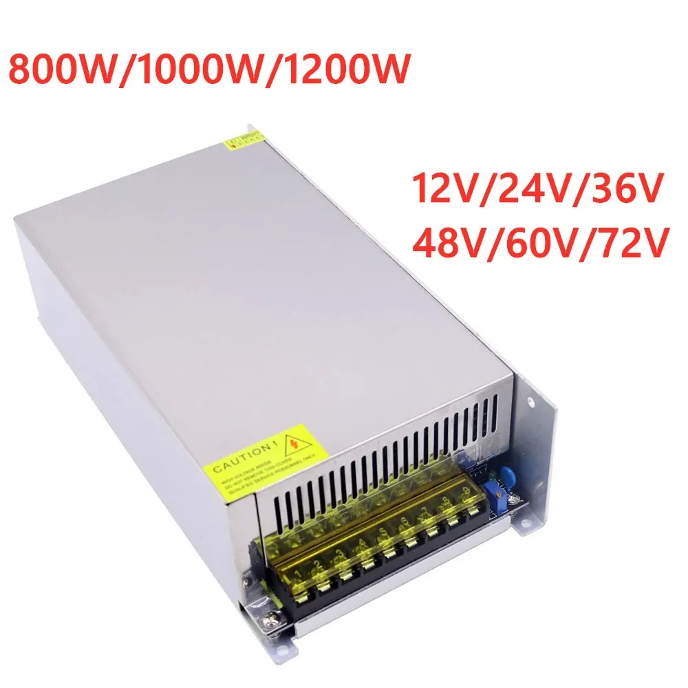 

1200W/1000W/800W Switching Power Supply Adjustable DC 12V 24V 36V 48V 60V 72V Transformers AC 110V - 220V 12V SMPS For LED Stirp