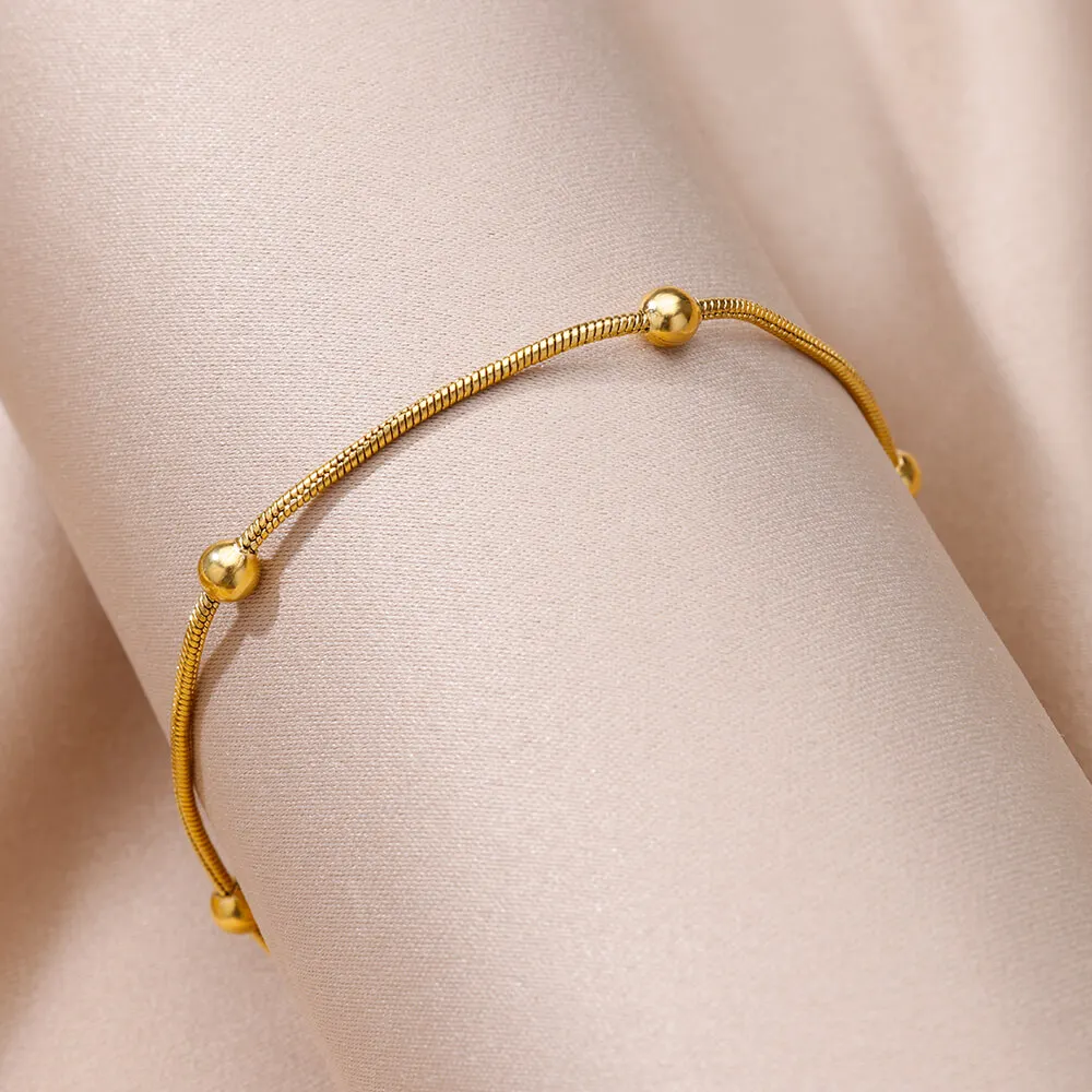 Vintage Anklets for Women Stainless Steel Beads Chain Anklet Leg Bracelets Bodychain Summer Beach Jewelry Accessories Gifts 2