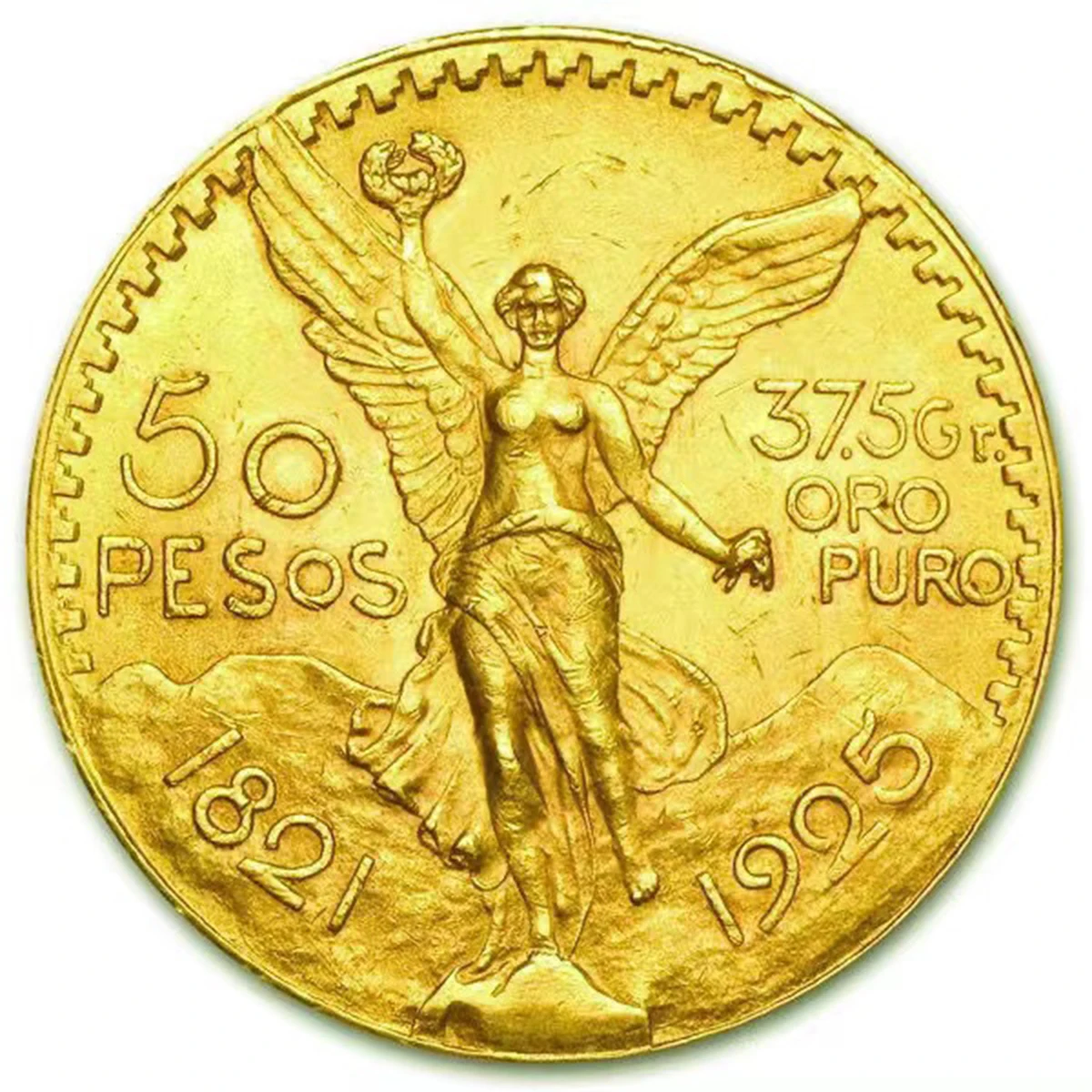 1921 Mexico Original 50 Pesos Mexican CenTENARIO Gold Plated Coin For