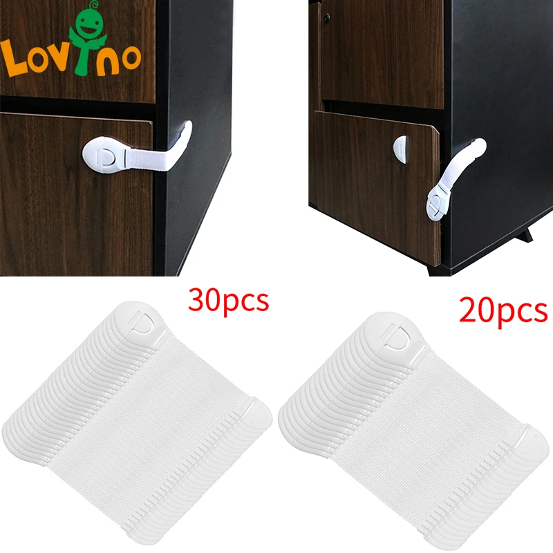 Cabinet Locks Straps 20/30pcs Lot Drawer Door Cabinet Cupboard Toilet Safety Locks Baby Kids Safety Care Plastic
