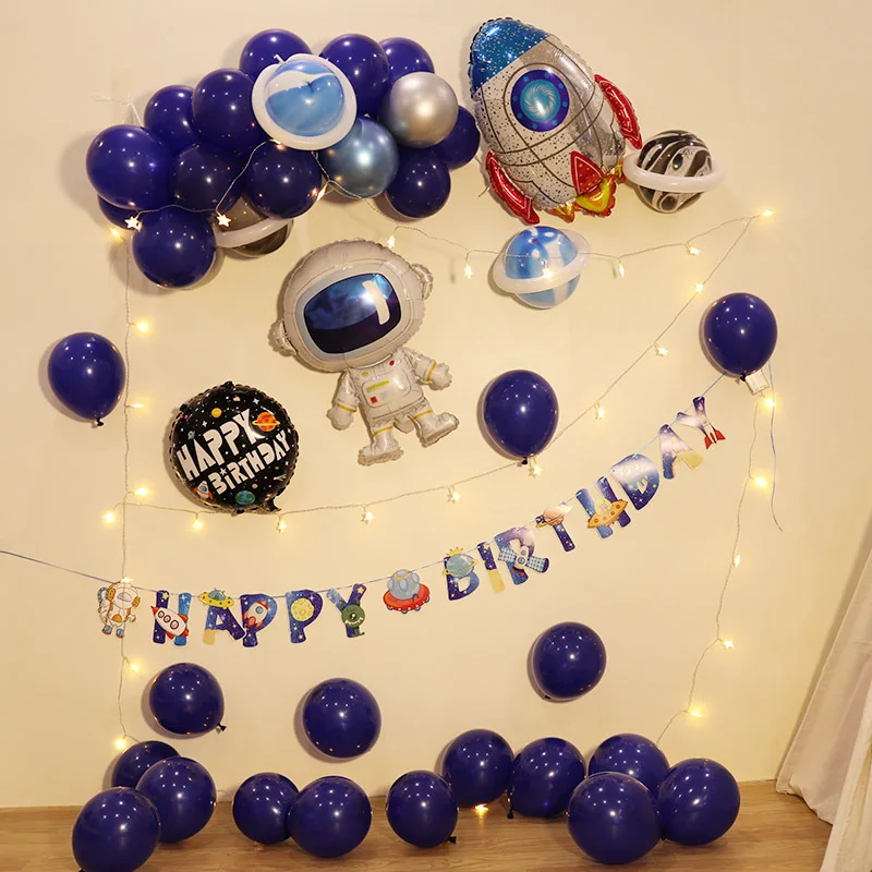 

LuanQI Universe Outer Space Astronaut Rocket Galaxy Theme Latex Foil Balloons Garland Arch Kit Boy Birthday Party Decorations