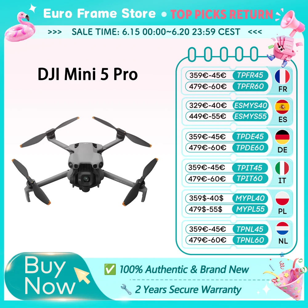 DJI Mini 5 Pro Ultraleichte und faltbare Drohne mit Kamera 1 Zoll CMOS Omnidirektionale Hinderniserkennung Active Mini 5 Pro