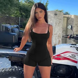 Black Skinny Spaghetti Strap Sleeveless Street Woman Rompers Classic Bar Club Bodycon Jumpsuits Body Femme Hot