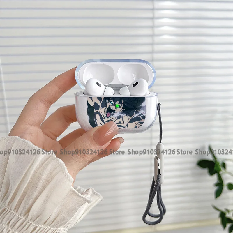Фото Прозрачные чехлы для Airpods Pro 3 2 1, чехол для наушников из ТПУ с рисунком аниме «атака на Титанов» №2